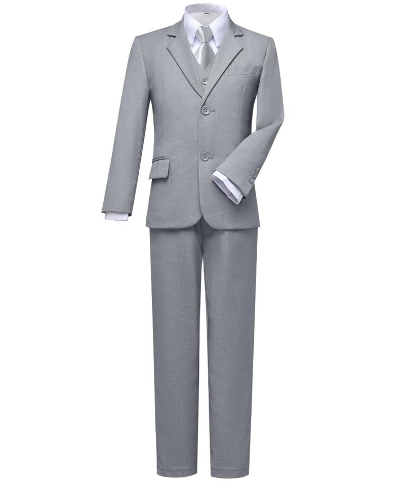 Visaccy Suits for Boys,Slim Fit Boys Suit Outfit for Toddler Kids Bathing Gray Size 8 - Image 1